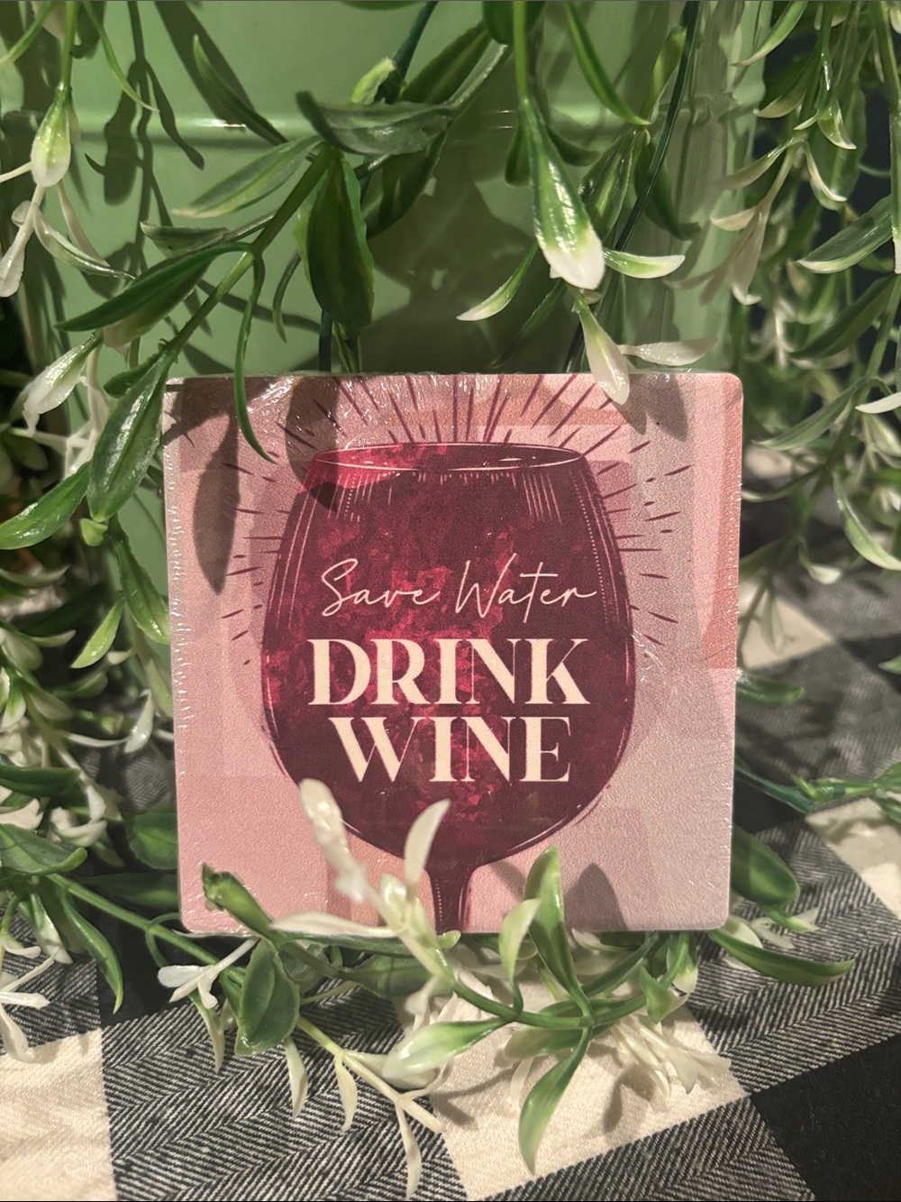 Save Water Drink Wine Decorative Coaster